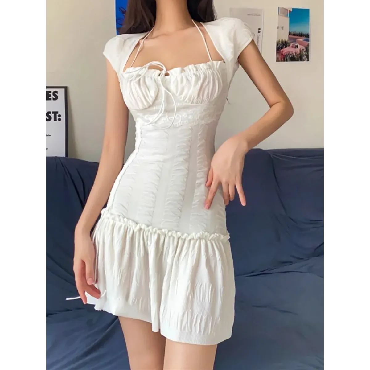 Halter Lace Mini Dress