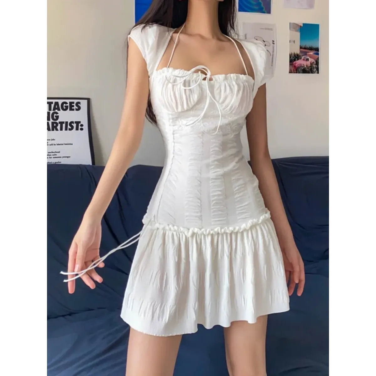 Halter Lace Mini Dress