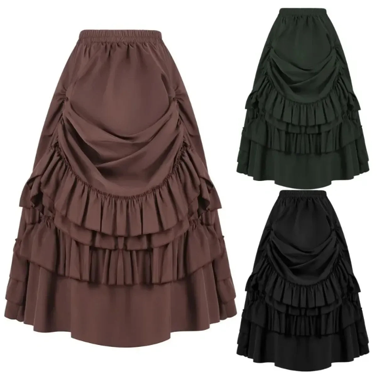 Layered Steampunk Skirt – Victorian Ruffles Cosplay Gothic