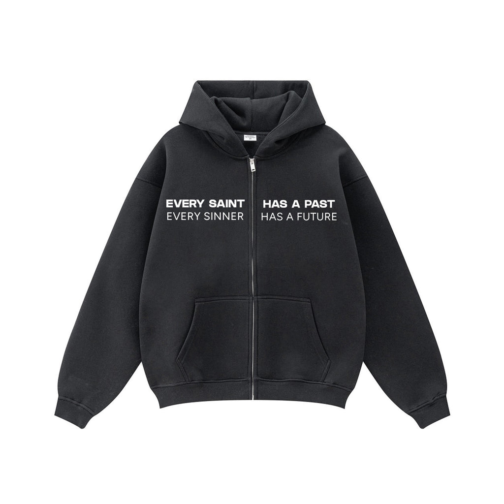 Compliments Sinner & Saint Black Wash Zip-Up Hoodie