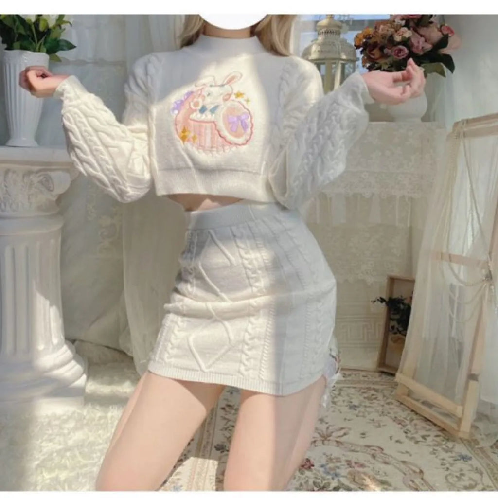 Sweet Lolita Knit Skirt Set