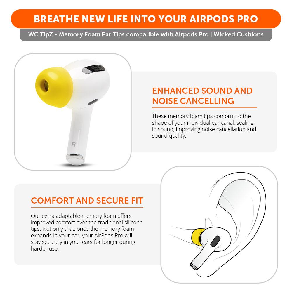 WC TipZ - Memory Foam Ear Tips for Airpods Pro & Airpods Pro 2